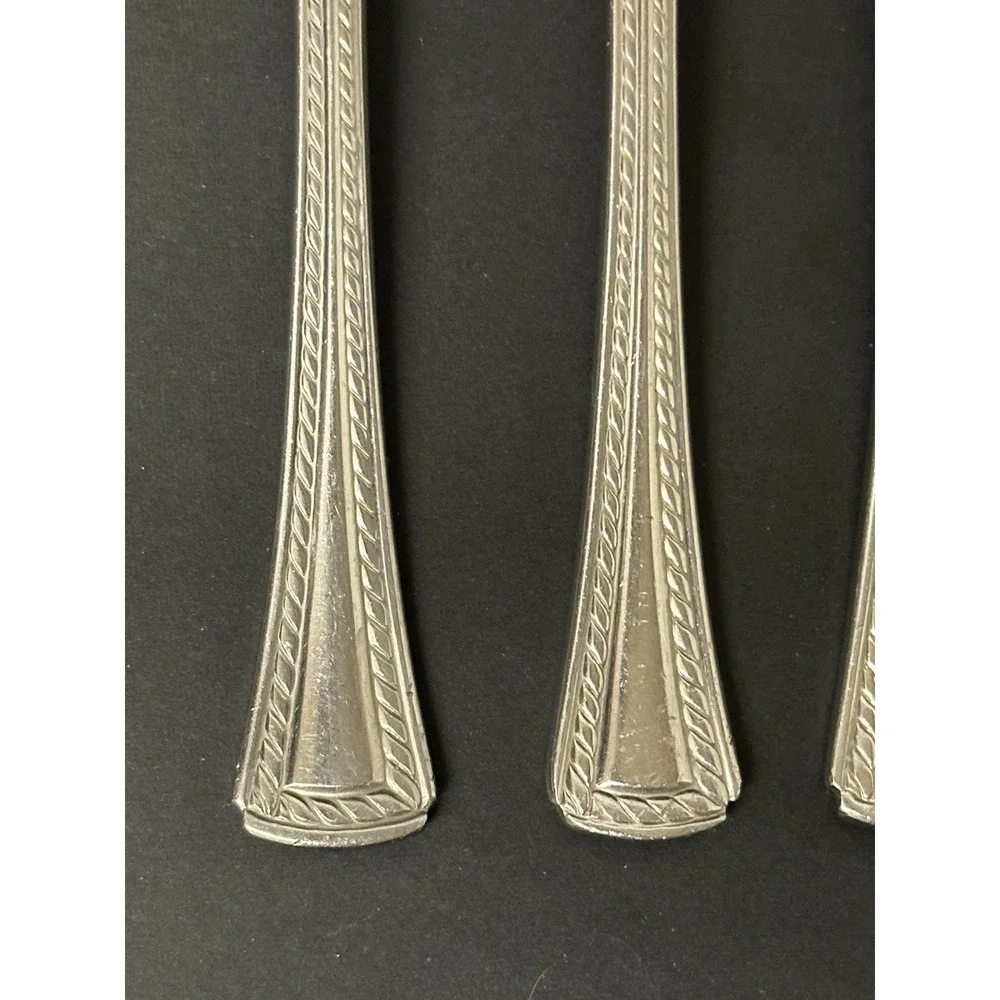 Stainless Flatware Oval Soup Spoon Dinner Fork Twisted Rope/Cable Border Square
